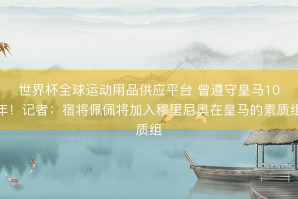 世界杯全球運動用品供應平臺 曾遵守皇馬10年！記者：宿將佩佩將加入穆里尼奧在皇馬的素質組